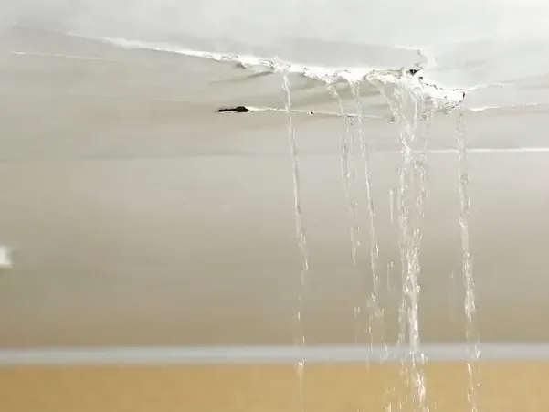 Water damage inside a home after storm and wind-driven rain came through